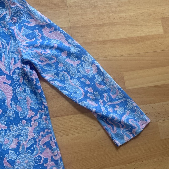 Lilly Pulitzer Kaia Knit Tunic Top Boca Blue Sea What I Sea Size Like New Small - Picture 8 of 9